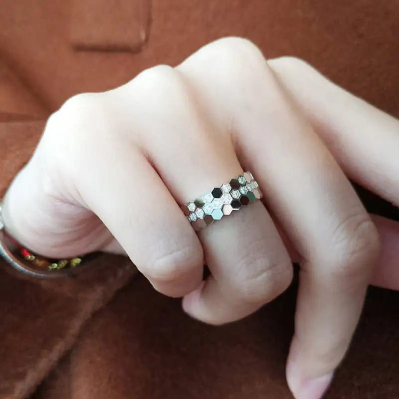 Stylish and Chic Honeycomb Stacking Rings - 3 Piece Set