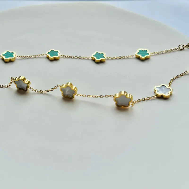 So Lovely Gemstones Flower Charm Bracelet