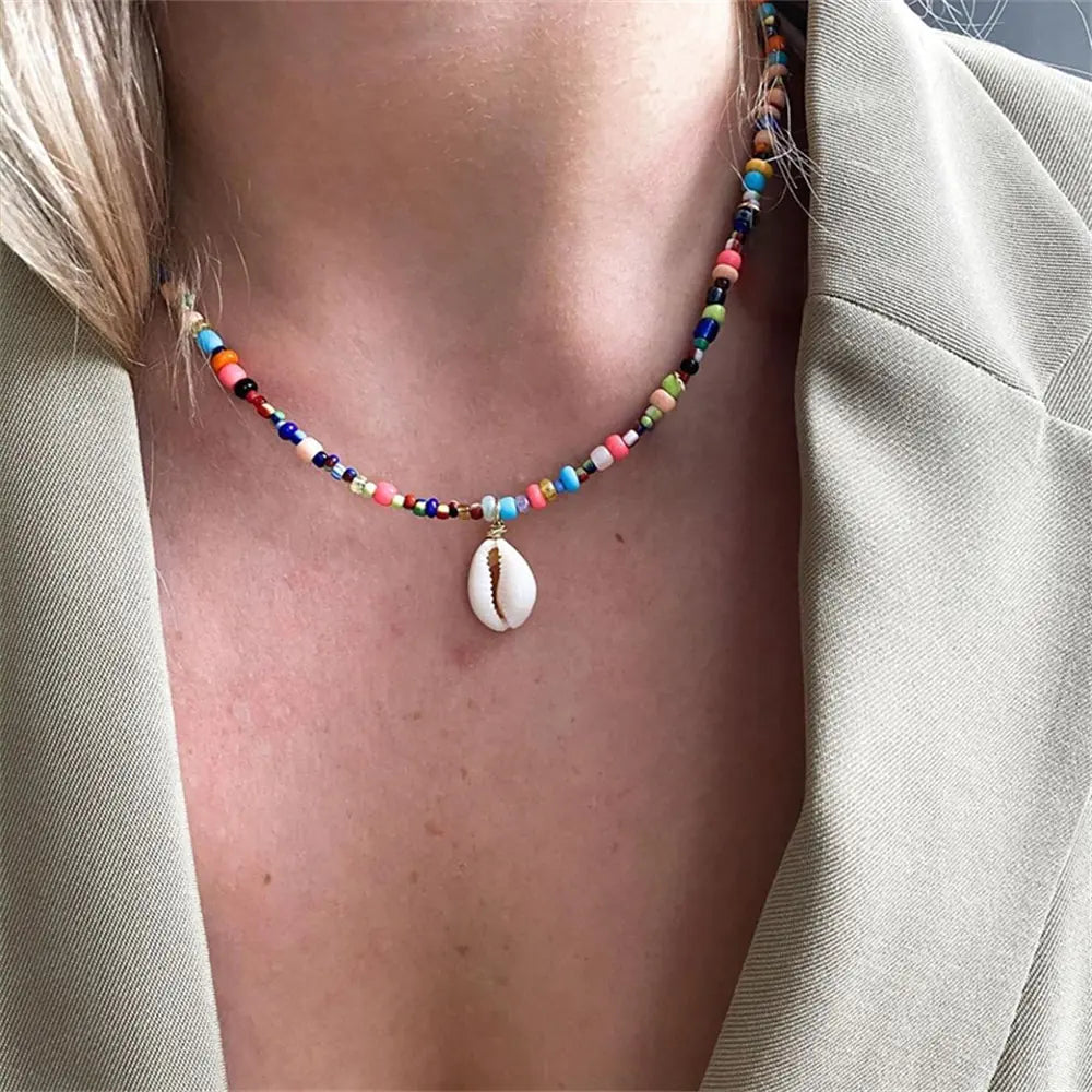 Radiant BoHo Style Colorful Beaded Pearl Choker