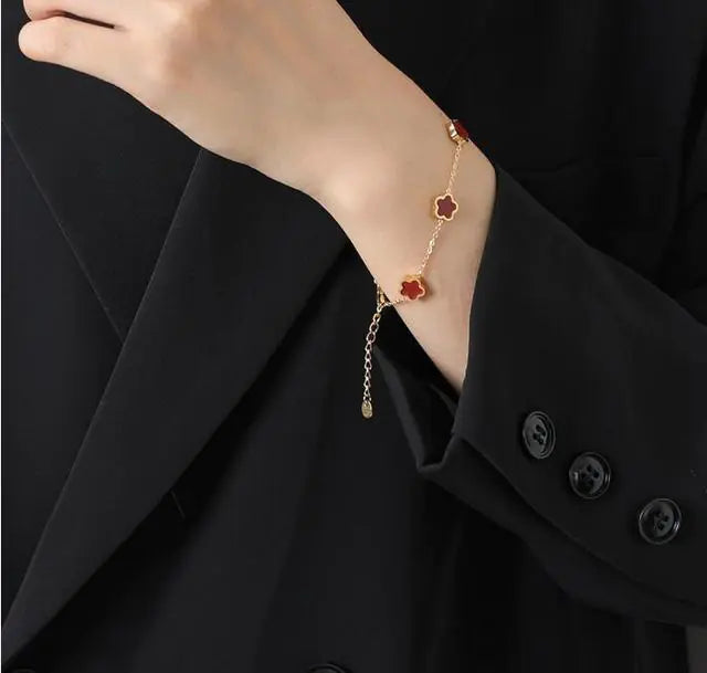 So Lovely Gemstones Flower Charm Bracelet