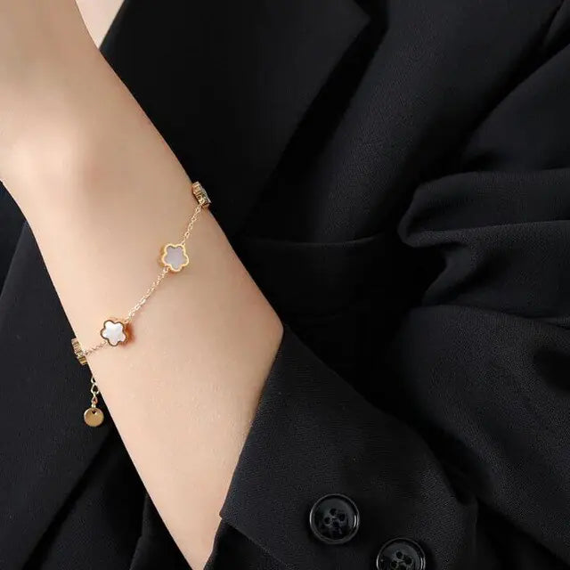 So Lovely Gemstones Flower Charm Bracelet