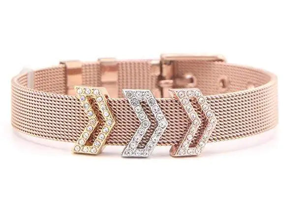 3 Chevron Pavé Silver Bracelet