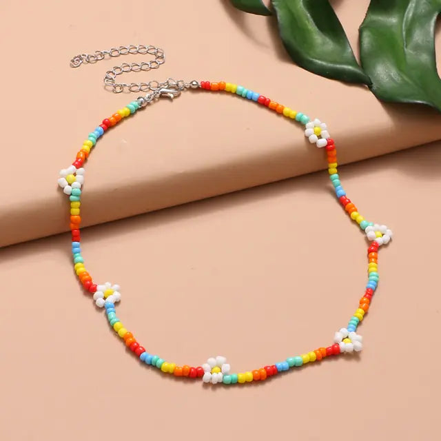 Radiant BoHo Style Colorful Beaded Pearl Choker