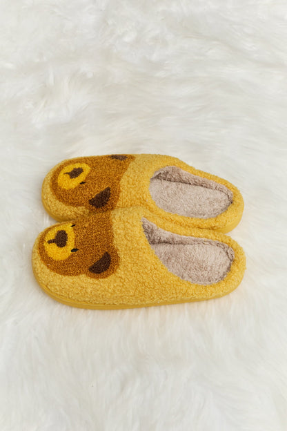 Melody Teddy Bear Print Plush Slide Slippers