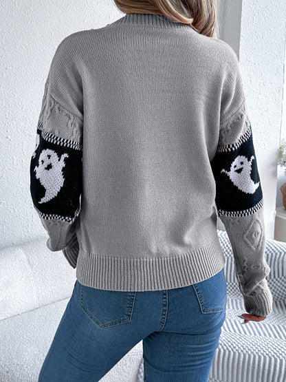 KayBee So Spooky Halloween Ghost Round Neck Long Sleeve Sweater