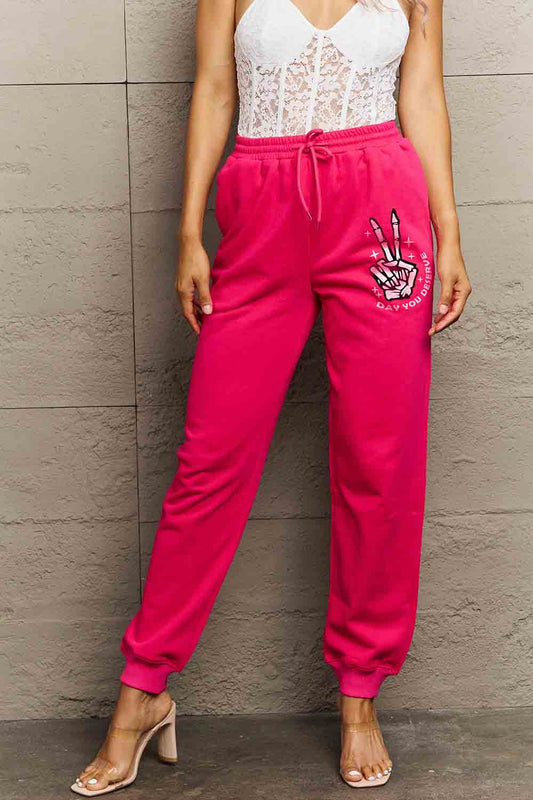 Simply Love Simply Love Drawstring DAY YOU DESERVE Graphic Long Sweatpants