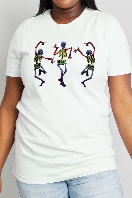 Simply Love Dancing Skeleton Graphic Cotton Tee