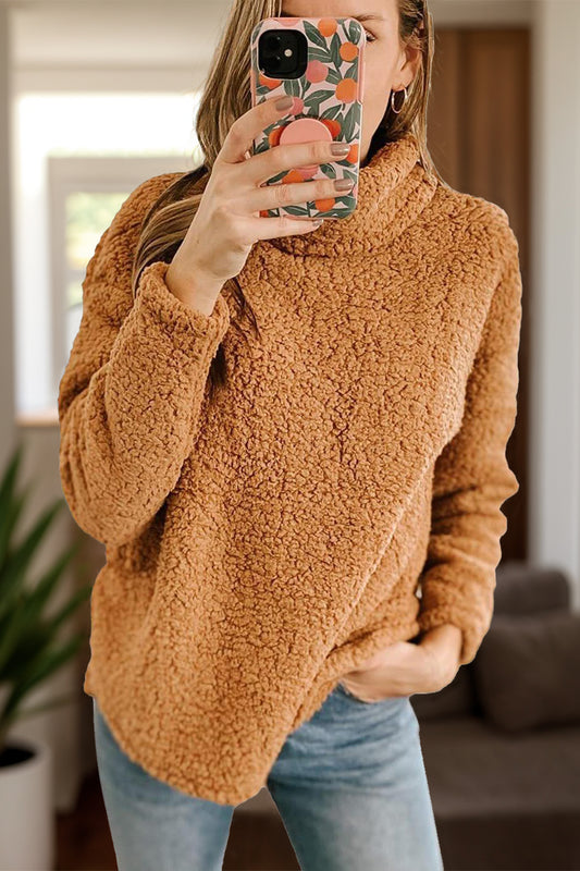 KayBee Fuzzy Turtleneck Long Sleeve Sweatshirt