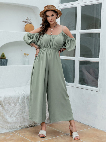 KayBee Plus Spaghetti Strap Wide Leg Jumpsuit