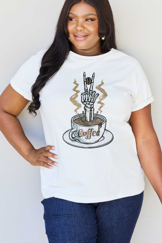 Simply Love SKELETON COFFEE Graphic Cotton Tee