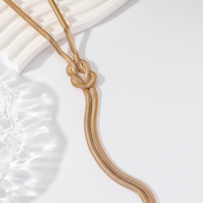 KayBee & Company Simple Long Snake Bone Chain Necklace