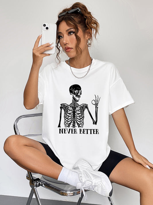 KayBee So Spooky Halloween NEVER BETTER Graphic Round Neck Short Sleeve T-Shirt