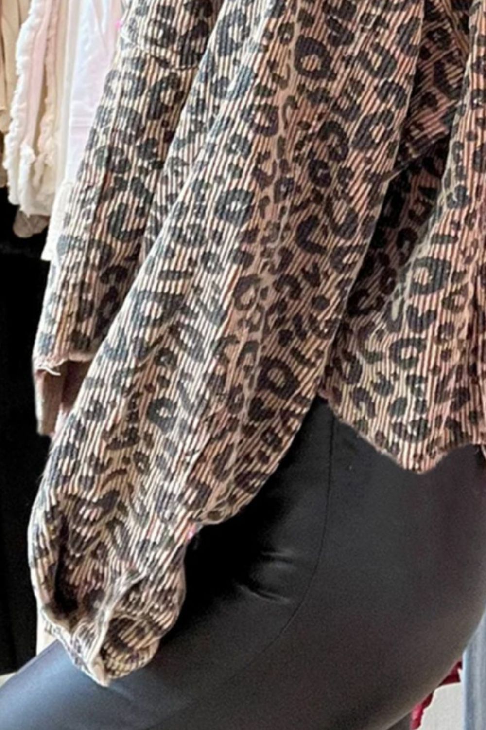 KayBee Leopard Button Down Long Sleeve Jacket