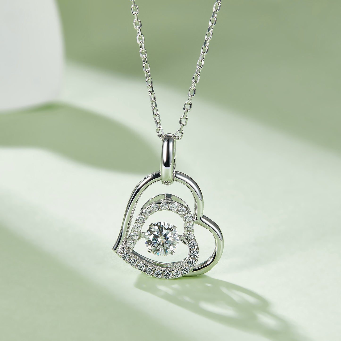 KayBee & Company 925SS Heart and Dropped Diamond Necklace