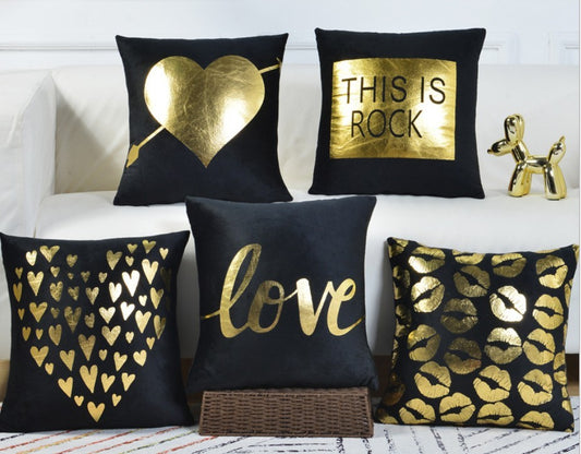 Radiant Black and Gold Love Pillowcases