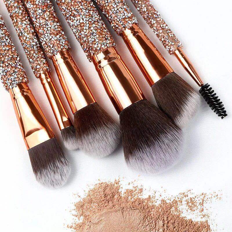 Diamond-Encrusted Makeup Brushes - Ser of 10 brushes