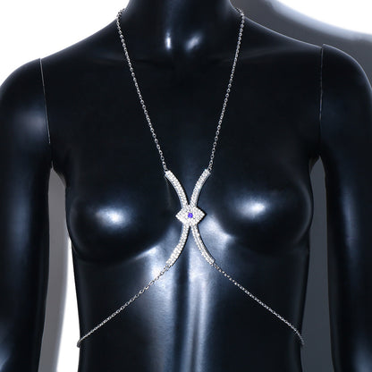 KayBee & Company Devil's Eye Chest Plate Sexy Shiny Rhinestone Body Chains