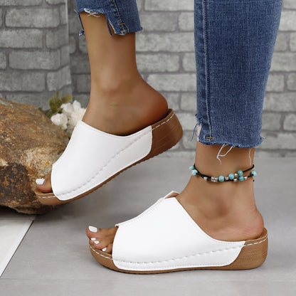 KayBee Soft Leather Slide In Open Toe Sandals