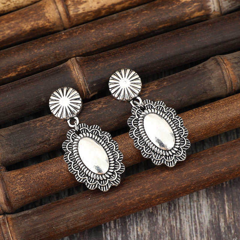 KayBee & Company Vintage Mirror Flower Dangle Earrings