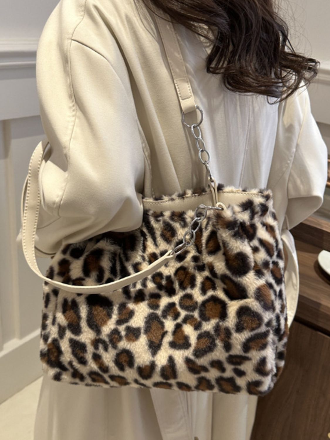 KayBee & Company Faux Fur Leopard Shoulder Bag