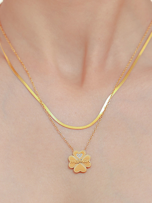 KayBee & Company 2 Piece 18K Inlaid Lucky Clover Necklace