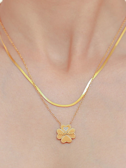 KayBee & Company 2 Piece 18K Inlaid Lucky Clover Necklace