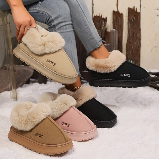 KayBee Cozy Plush Soft Slippers Shoes For Women Non-Slip Platform Shoes With Faux Fur Lining Mute Sole And Comfortable Fit For Indoor Wear