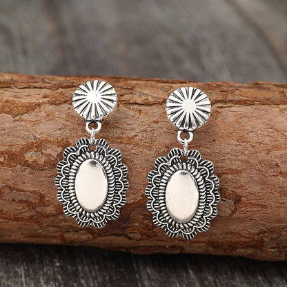 KayBee & Company Vintage Mirror Flower Dangle Earrings
