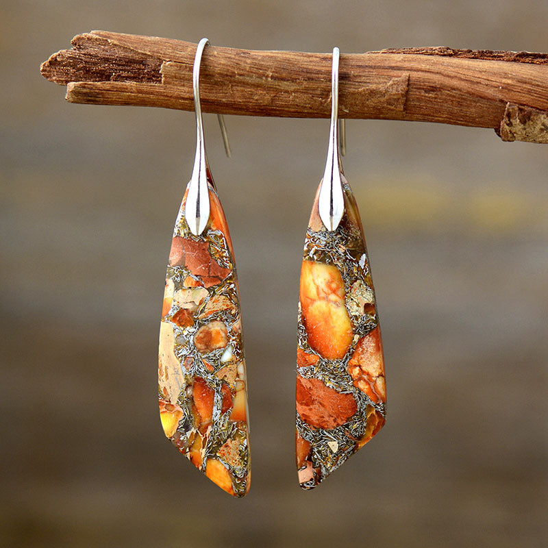 So Striking Natural Stone Copper Dangle Earrings