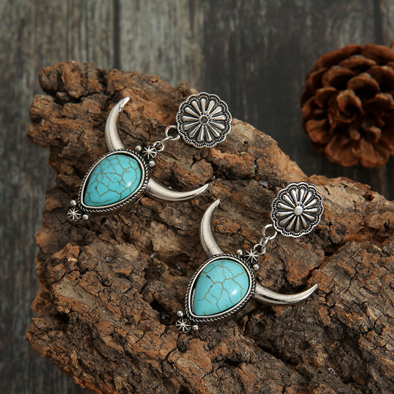 KayBee & Company Turquoise Cow Head Earrings
