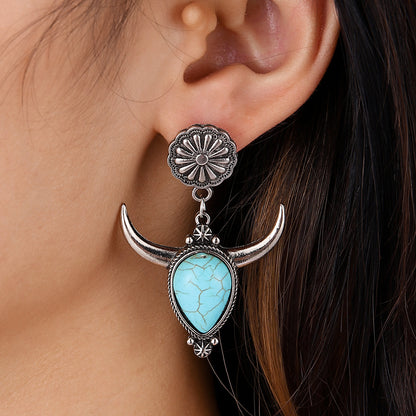 KayBee & Company Turquoise Cow Head Earrings