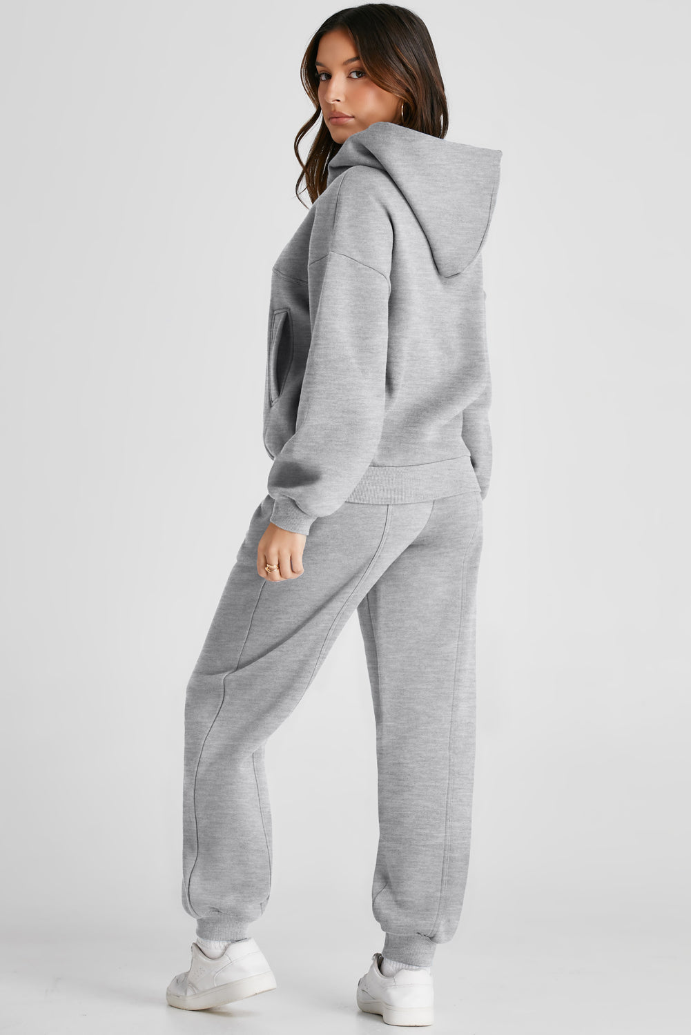 KayBee Dropped Shoulder Long Sleeve Hoodie and Pants Active Set