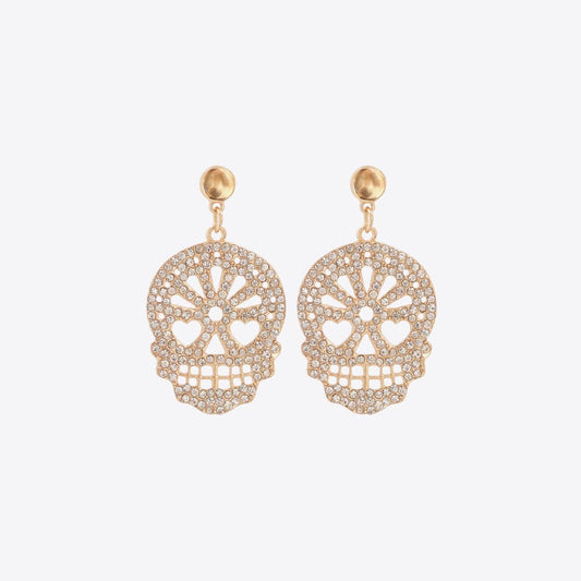 KayBee So Spooky Halloween Luxurious Skull Rhinestone Earrings