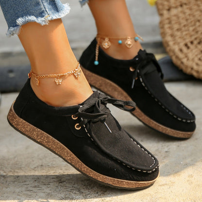KayBee Suede Lace-Up Flat Slip-Ons