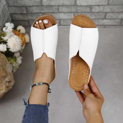 KayBee Soft Leather Slide In Open Toe Sandals