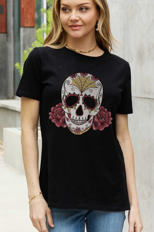 Simply Love Skull Graphic Cotton Tee