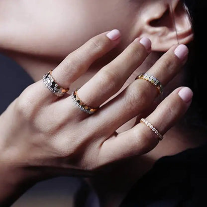 Stylish and Chic Honeycomb Stacking Rings - 3 Piece Set