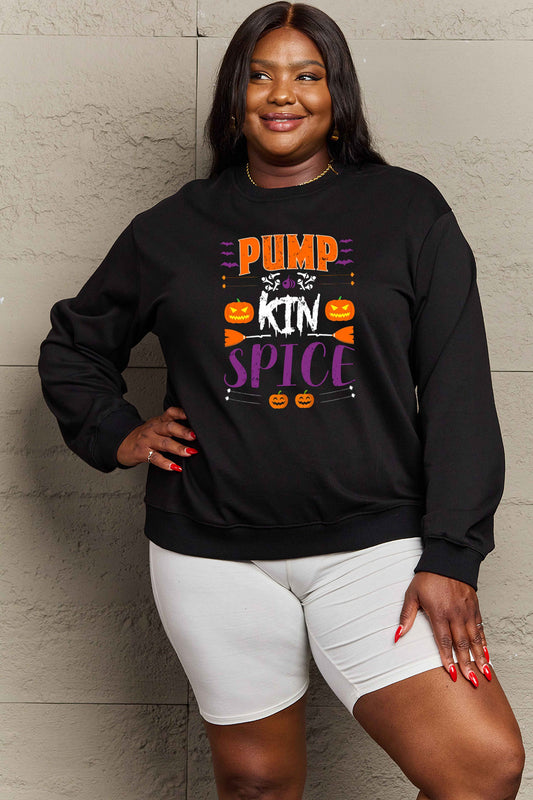 Simply Love ALSO SCARY PUMPKIN SPICE Graphic Sweatshirt