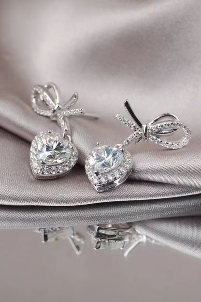 KayBee & Company 2 Carat Moissanite 925 Sterling Silver Heart Earrings