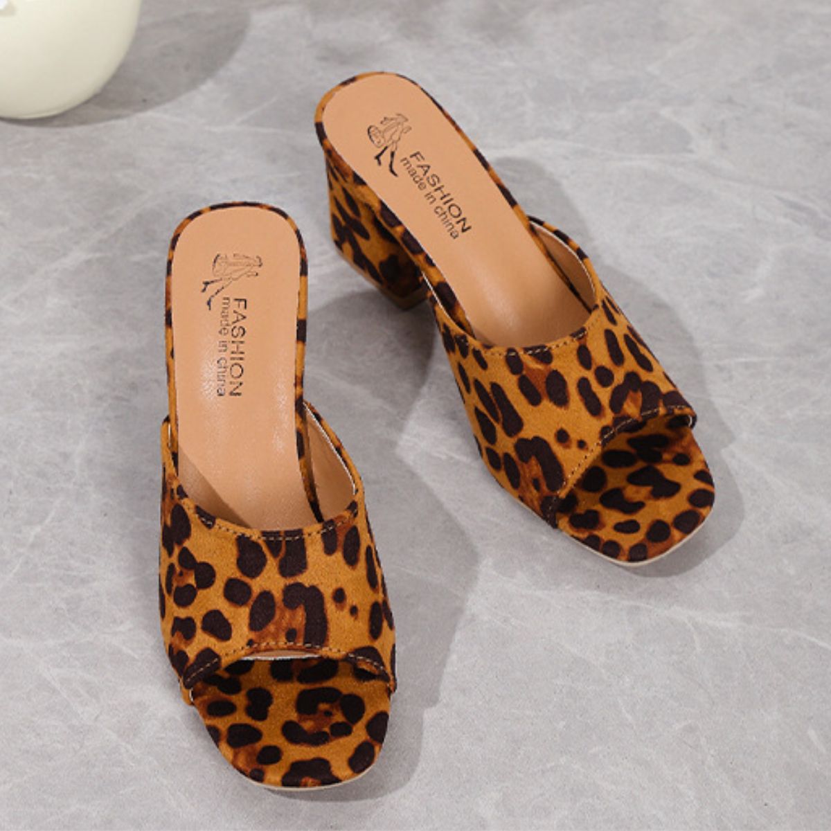 KayBee Leopard Block Heel Suede Sandals