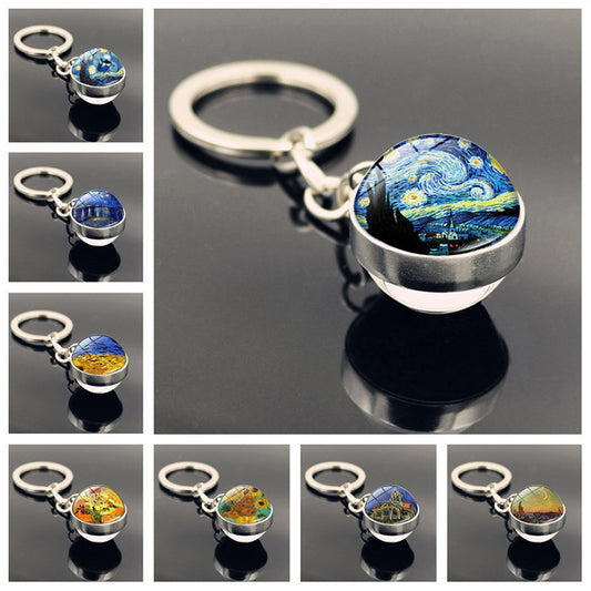 Van Gogh Starry Sunflower Keychain