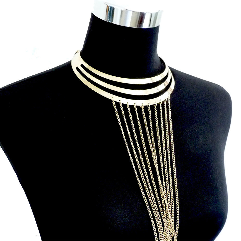 KayBee & Company Gold Metal Large Neckband Necklace Tassel Body Chains