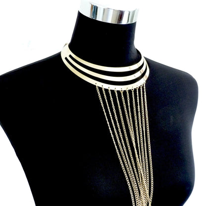 KayBee & Company Gold Metal Large Neckband Necklace Tassel Body Chains