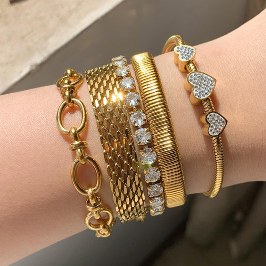 Stacking Bracelets Five Pieces Gold Infinity Set