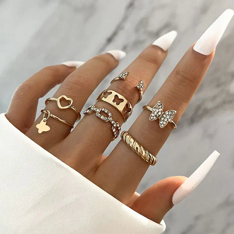 Unique Boho Inspired Geometric Infinity Rings Set - Set of 10