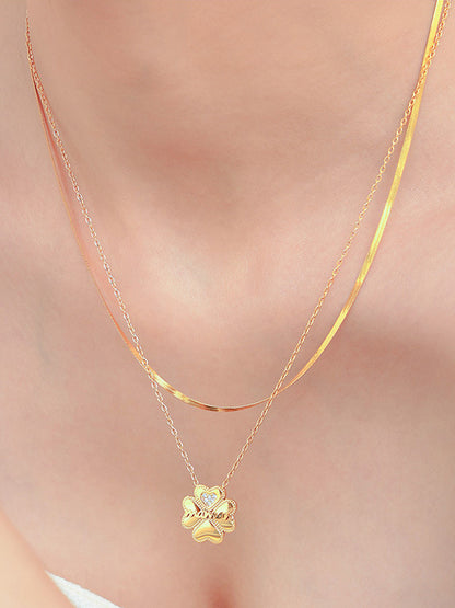KayBee & Company 2 Piece 18K Inlaid Lucky Clover Necklace