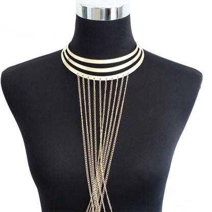 KayBee & Company Gold Metal Large Neckband Necklace Tassel Body Chains