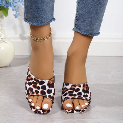 KayBee Leopard Block Heel Suede Sandals