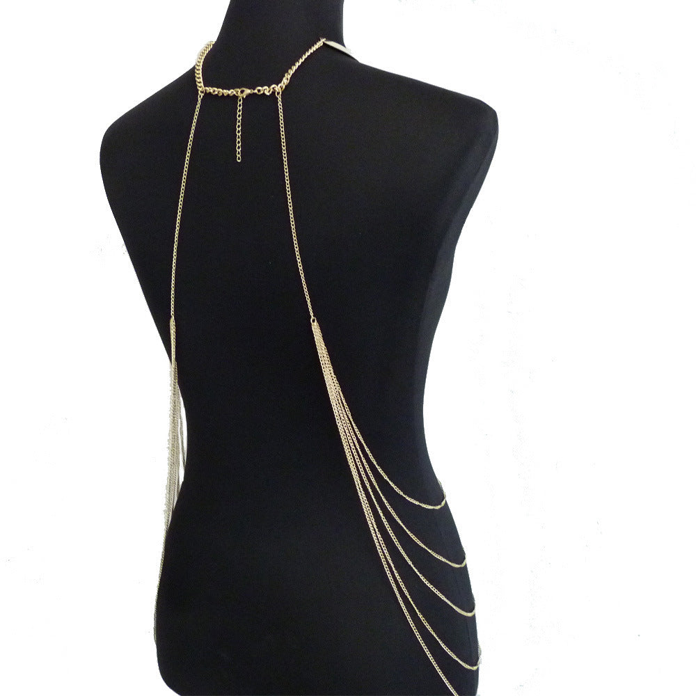 KayBee & Company Gold Metal Large Neckband Necklace Tassel Body Chains