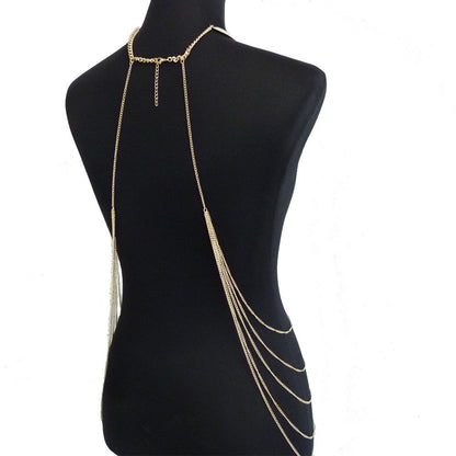 KayBee & Company Gold Metal Large Neckband Necklace Tassel Body Chains